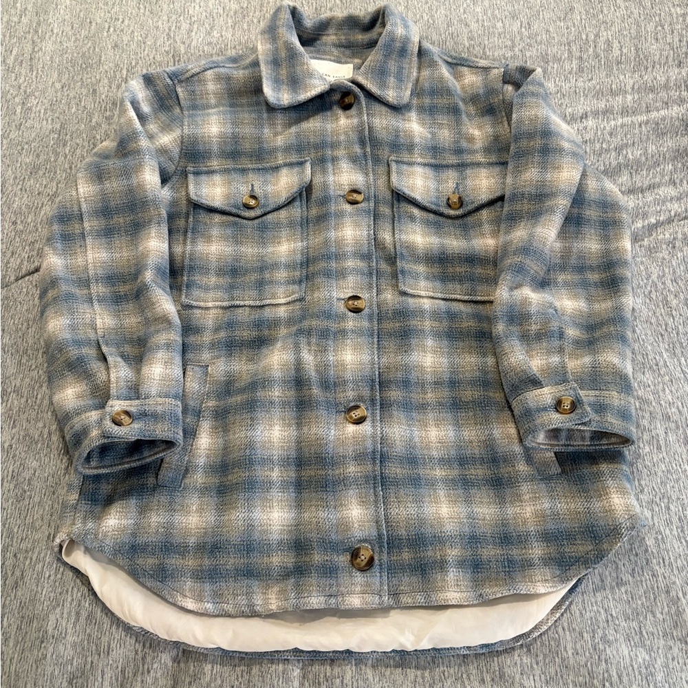 American Eagle Outfitters Blue and White Plaid Jacket